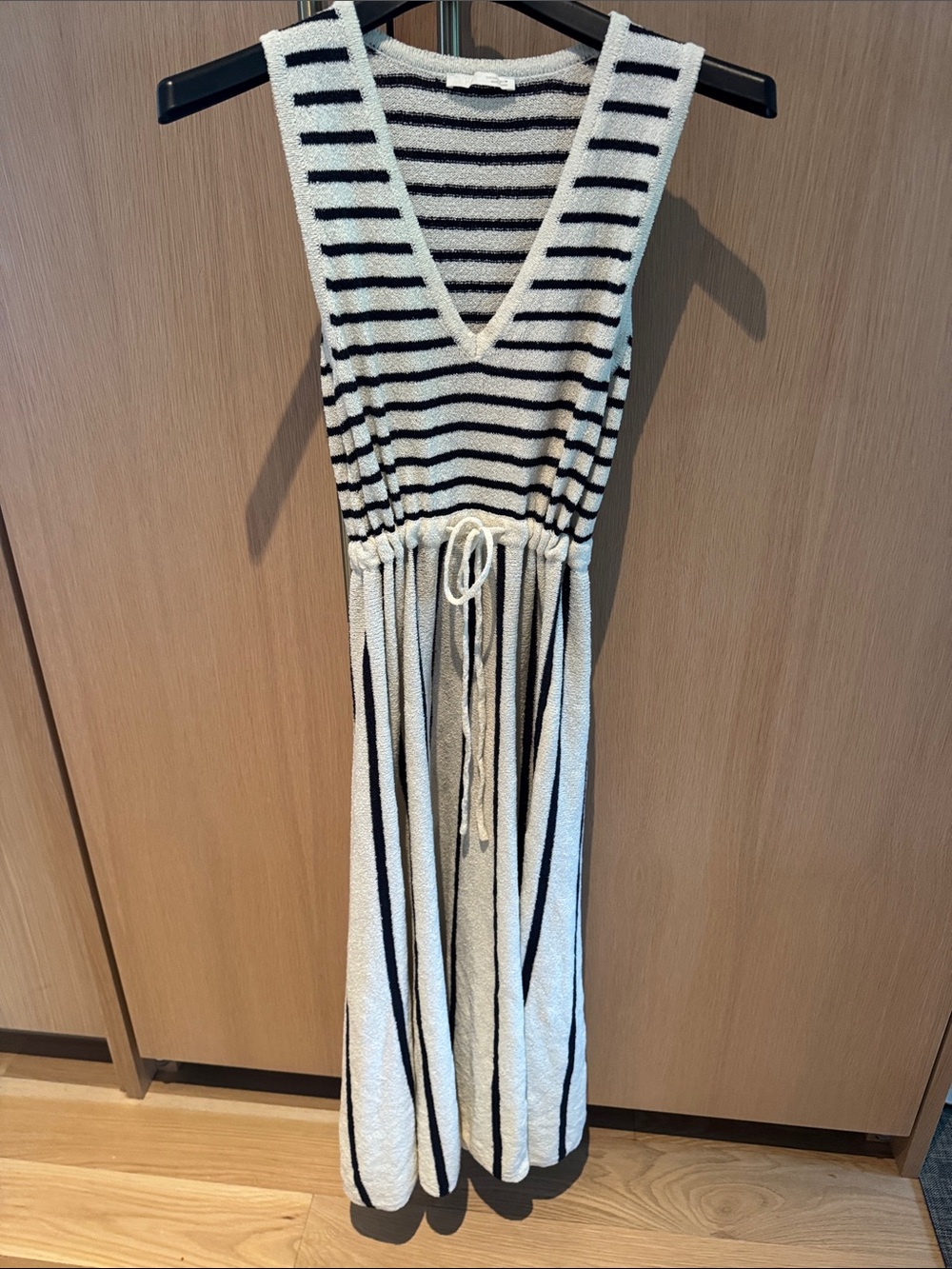 Zara White and Black Striped Sleeveless One-Piece